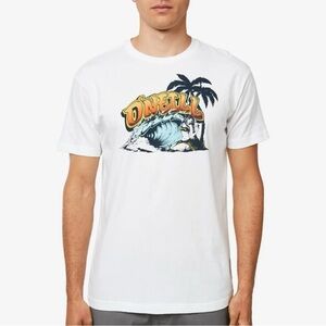 O’Neill “No Time” XL Modern Fit Short Sleeve T Shirt White Logo Graphic Front